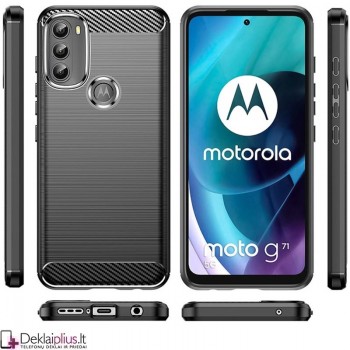 Carbon guminis dėklas - juodas  (Motorola Moto G71 5G)